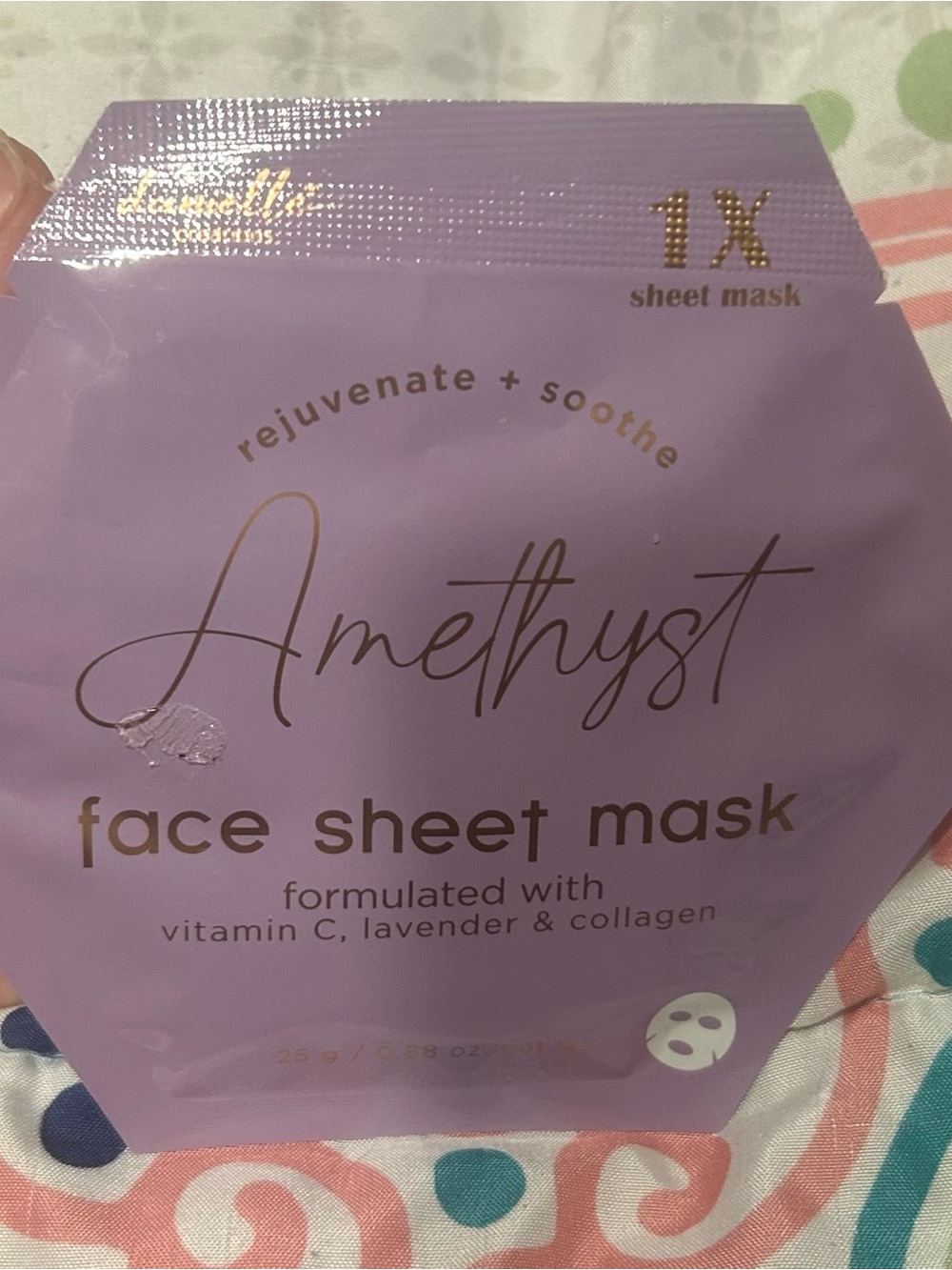 (3/$20) Amethyst Face Sheet Mask - Rejuvenate & Soothe (Lavender + Vitamin C)